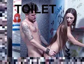Hardcore sex in the toilet with young beauty