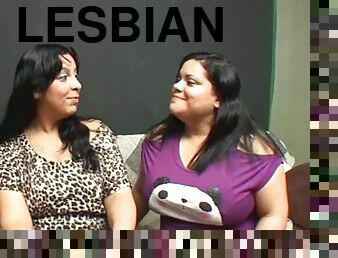 BBW Lesbian couple deep kissing