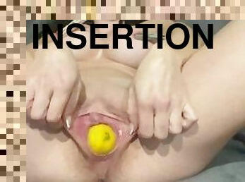 Let’s put a lemon inside my pussy and masturbate myself