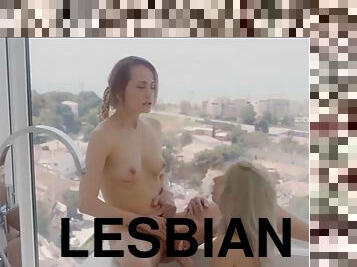 Ruby Shades and Missy Luv - lesbians - blonde - bath - face sitting - masturbation - scissoring - standing - SexAr - Ov