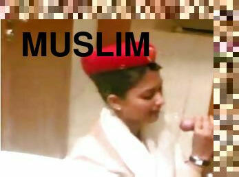Cute muslim air hostess sucks a Hindu's dick