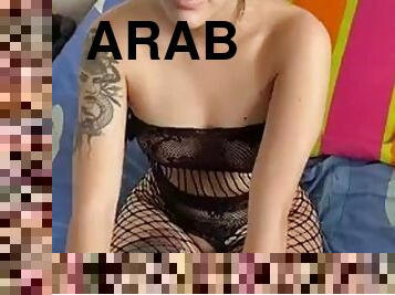 Arab woman opens her hairy anus and rubs her hairy vagina to seduce a fan