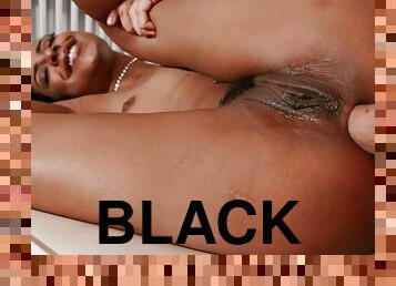 Tight Kira Noir loves feeling the white cock in her black ass