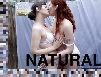 Two girls natural and exchange to satisfy their natural curiosity