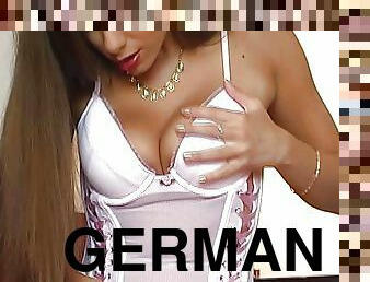 Outstanding German brunette rubbing her amazing pussy