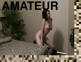 Hot teen with slender body teases by dancing