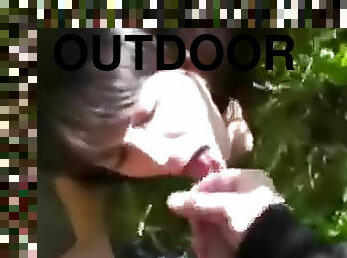 Cock gobbler outdoors wants his semen