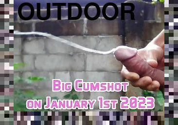 INDONESIAN DICK - First Video In 2023 - Outdoor Cum On A Rainy Day
