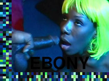Neon infused ebony anal sex with stripper