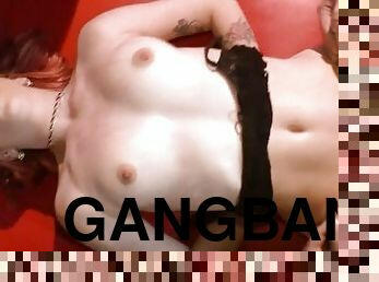 Gangbang: Student (red hair, 24 years, 8x jizz, 0 condoms)