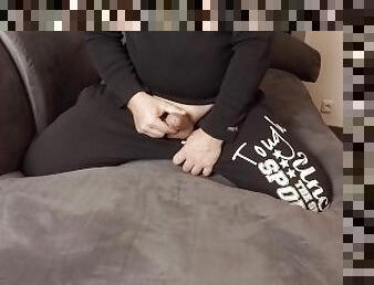 Pissed and jerked off on couch - cumshot