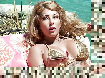 Kitana Montana BAD Relatives - outdoor pool hardcore with cumshot with fake tits blonde MILF