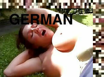 Threesome with big breasts german redhead in nature