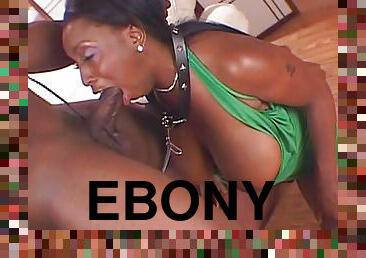 Hot ebony is sucking this very tasty cock
