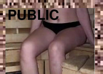 Really risky and quick fucking in public sauna SPA