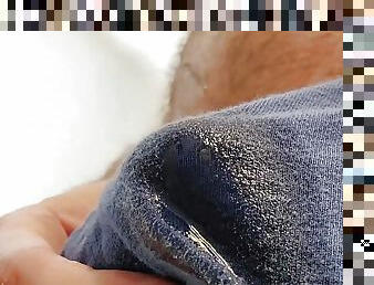Boxer wetting close up solo piss play
