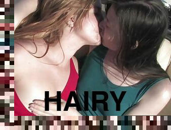 Blondie cute hairy lesbian fingering and licking