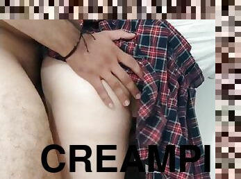 Schoolgirl gets a big creampie before going to school