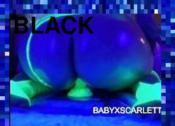 Big Booty Fucks Blacklight Dragon Dildo - BBW Big Ass Bouncing on Toy