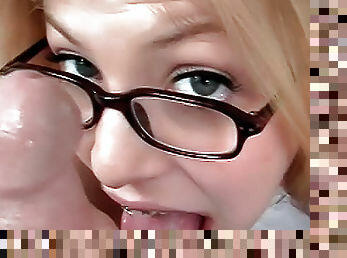 Braces and glasses on teen nerd slut