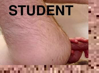 Straight college student’s first time trying a dildo during solo play
