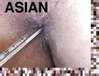 Asian nympho twink barebacked in medic room in missionary