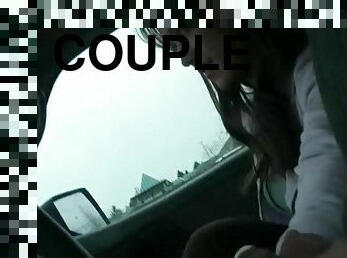 Hot Couple Fashing tits and cock in car scandal