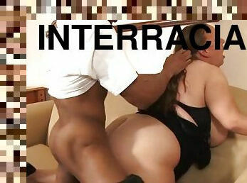 Thick bbw plowed on couch in interracial duo