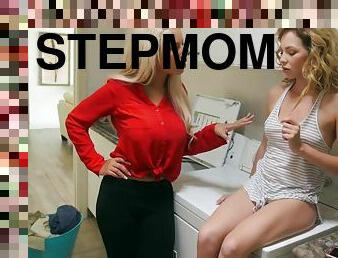 Im Feeling The Good Vibrations - blonde Latina stepmom Bridgette B catches her stepdaughter in laundry room