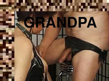 BDSM hardcore grandpa enslaves his female