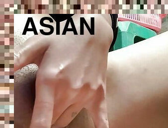 asiatisk, klitoris, pussy, skinny, tenåring, fingret, føtter, ung-18, stram, fetisj