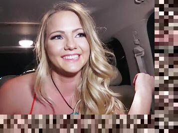 Blonde College Chick Goes Wild - Lilly Sapphire enjoys her car sex adventure