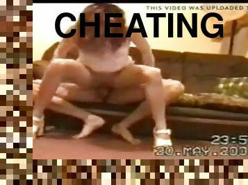 Mom fucks son on the couch cheating!