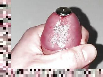 cumshot with a huge cockplug in my urethra