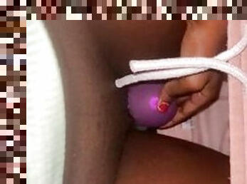6AM NAUGHTY TIME WITH ROSE TOY VIBRATOR ON HORNY WET HAIRY BLACK PUSSY