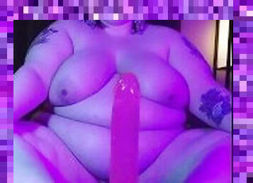 Pink Haired BBW Lube Foot Fucks 10" Dildo with her Sexy Feet. (OnlyFans Preview)