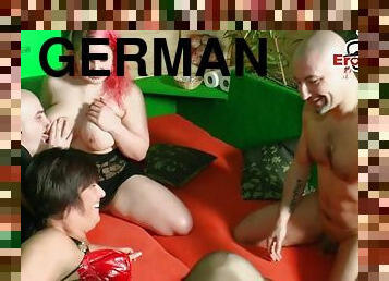 German stepmom housewife in her first foursome in a swinger club