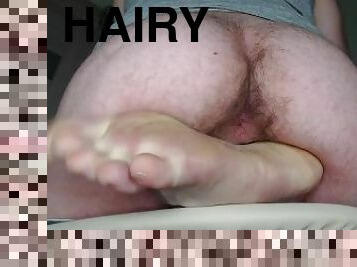 Just my ass hairy,balls hairy, stinky feet, straight big ass while working at the computer - worship