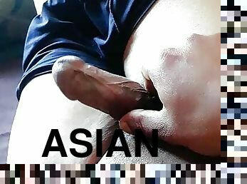 Asian boy masturbating hard