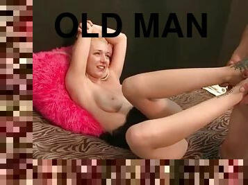 Old man with thick cock blown by blonde