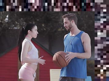 Sporty chick gets intimate with her basketball mate