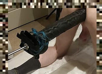 Giant dildo rammed hard and fast after cock pumping - Fuck Machine