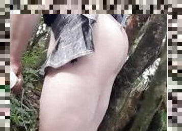 Humiliating wedgie in the forest