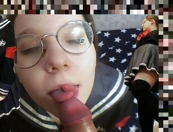 Divorced a schoolgirl with a double tongue for blowjobsplitblowjobdouble tonguetongue splitting