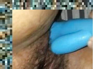 Wet pussy of wife getting vibrator fucked