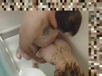 HOTWIFE FUCKS, SUCKS & MAKES OUT WITH HUSBANDS FRIEND IN SHOWER
