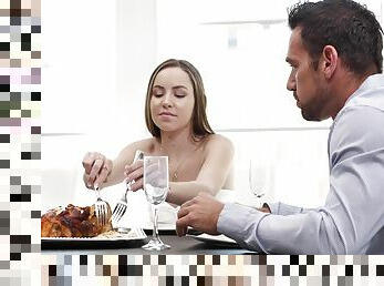 Needy broad hard fucked after a romantic dinner