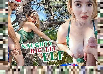 Santa Claus Jr. FUCKS NAUGHTY BIG TIT ELF in the forest