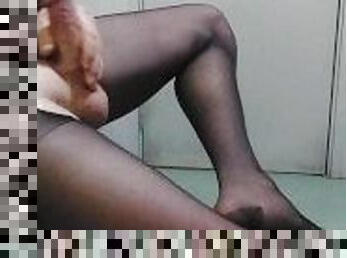 pantyhose, amateur, peju, homoseksual, hitam, kaki, fetish, solo, nylon, kaki-legs