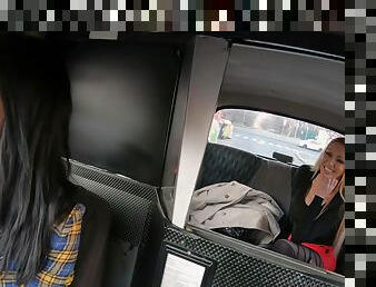 Taxi ride ends with both women sharing their lust for pussy